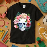 Fancy Flower Crown Skull Kids T-Shirt