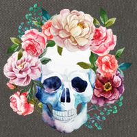 Fancy Flower Crown Skull Cotton Canvas Backpack