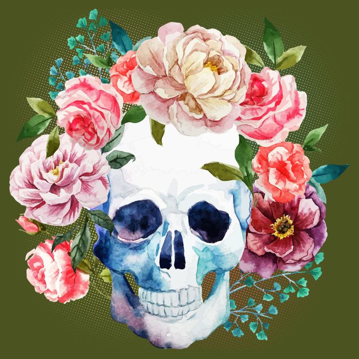 Fancy Flower Crown Skull Long Sleeve Shirt