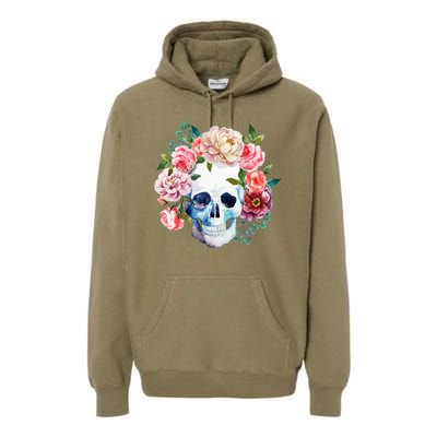 Fancy Flower Crown Skull Premium Hoodie