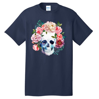 Fancy Flower Crown Skull Tall T-Shirt