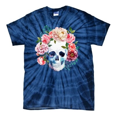 Fancy Flower Crown Skull Tie-Dye T-Shirt