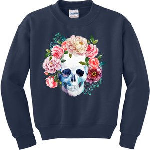 Fancy Flower Crown Skull Kids Sweatshirt