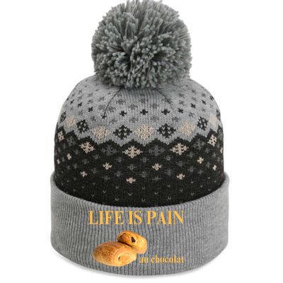 Funny French Chocolatine Life Is Pain Au Chocolat The Baniff Cuffed Pom Beanie