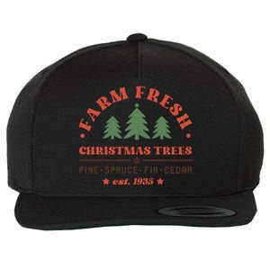 Farm Fresh Christmas Trees Funny Xmas Graphic Plus Size Wool Snapback Cap