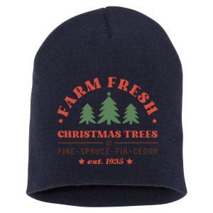 Farm Fresh Christmas Trees Funny Xmas Graphic Plus Size Short Acrylic Beanie