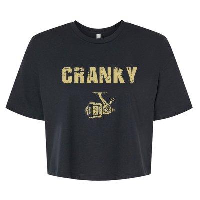 Funny Fishing Cranky Fishing Reel Fishing Bella+Canvas Jersey Crop Tee