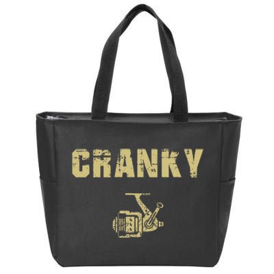 Funny Fishing Cranky Fishing Reel Fishing Zip Tote Bag