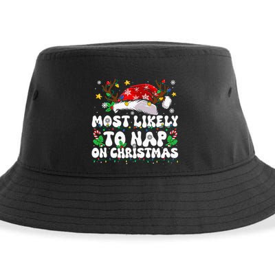 Funny Family Christmas Most Likely To Nap On Christmas Sustainable Bucket Hat