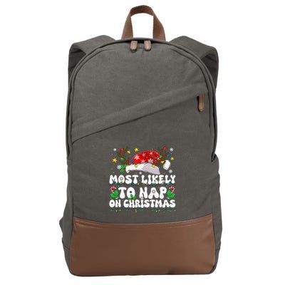 Funny Family Christmas Most Likely To Nap On Christmas Cotton Canvas Backpack