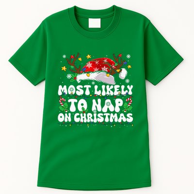 Funny Family Christmas Most Likely To Nap On Christmas Tall T-Shirt