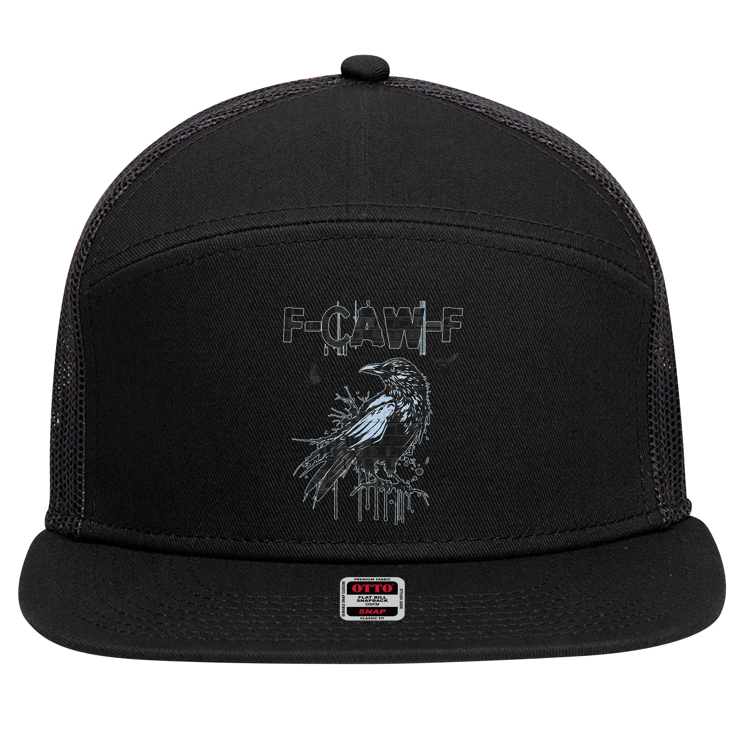  Funny F-CAW-F Crow Grunge Adult Humor Graphic  7 Panel Mesh Trucker Snapback Hat
