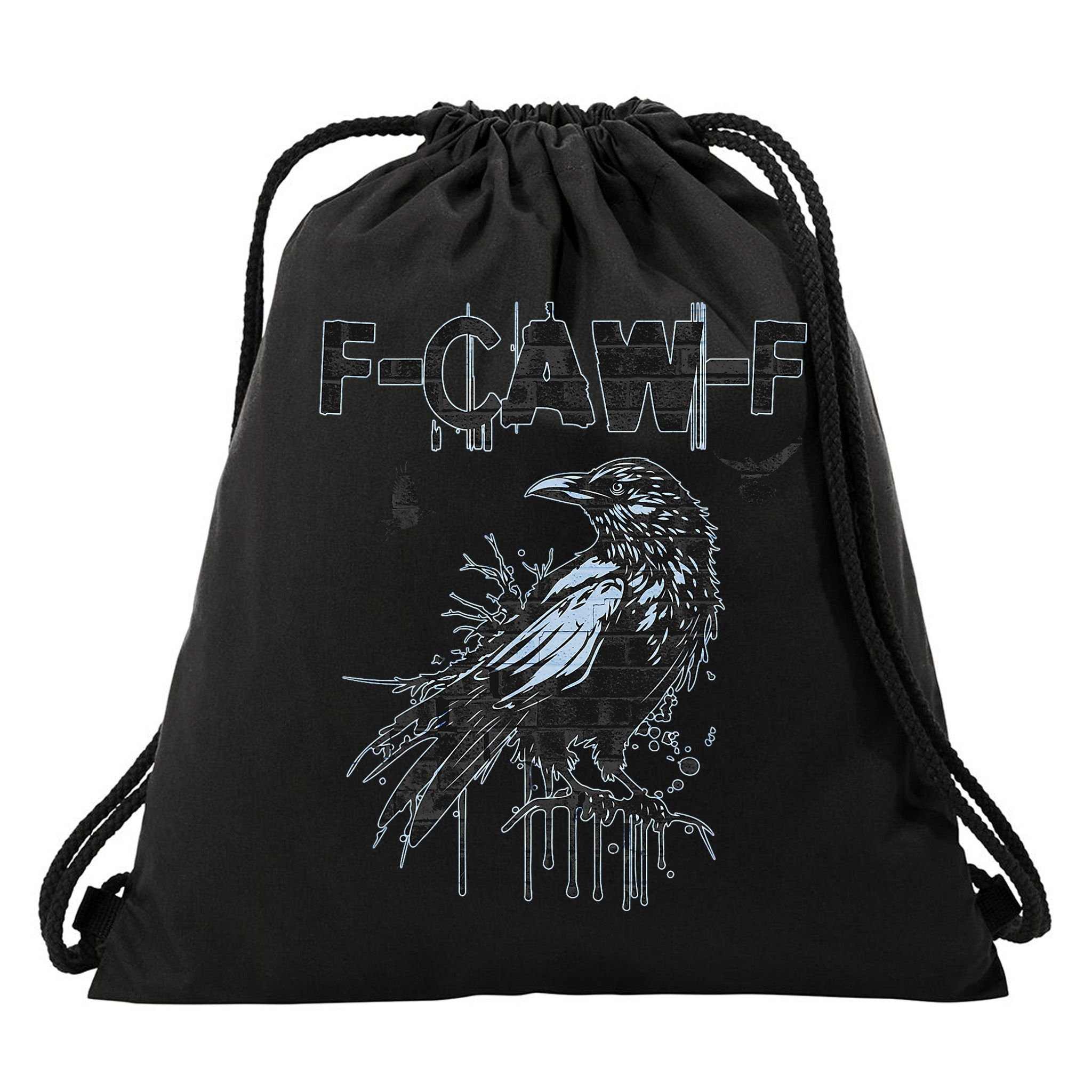  Funny F-CAW-F Crow Grunge Adult Humor Graphic  Drawstring Bag
