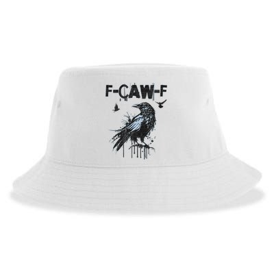  Funny F-CAW-F Crow Grunge Adult Humor Graphic  Sustainable Bucket Hat