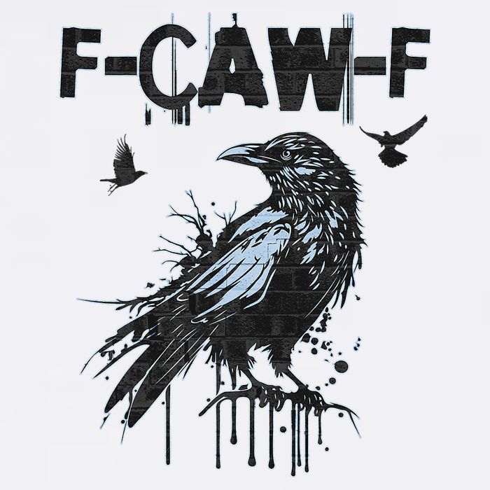  Funny F-CAW-F Crow Grunge Adult Humor Graphic  Button