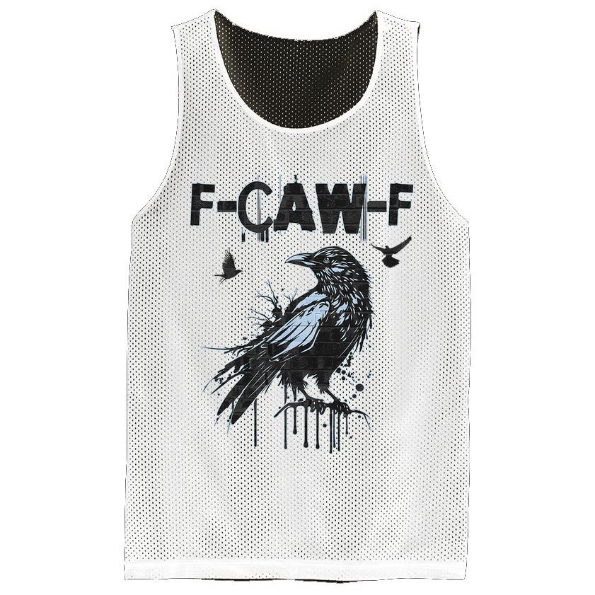  Funny F-CAW-F Crow Grunge Adult Humor Graphic  Mesh Reversible Basketball Jersey Tank