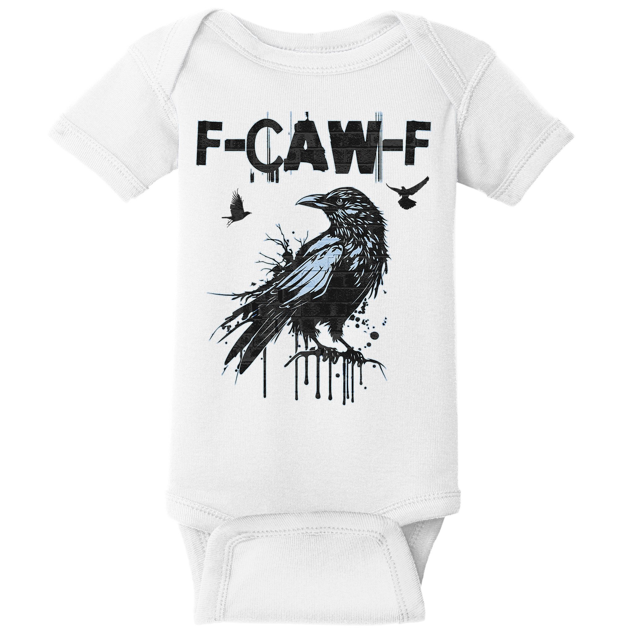  Funny F-CAW-F Crow Grunge Adult Humor Graphic  Baby Bodysuit
