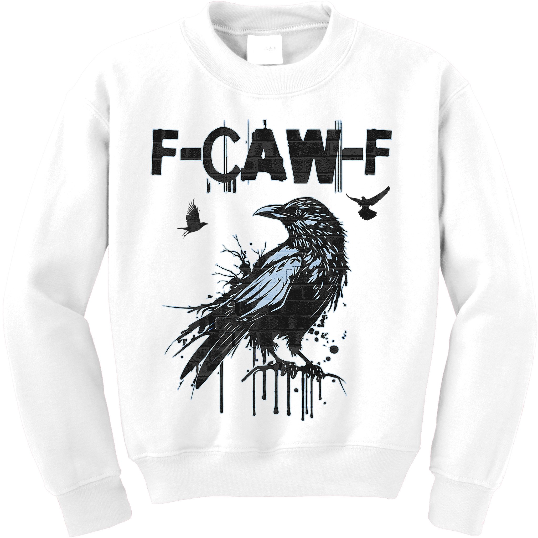  Funny F-CAW-F Crow Grunge Adult Humor Graphic  Kids Sweatshirt