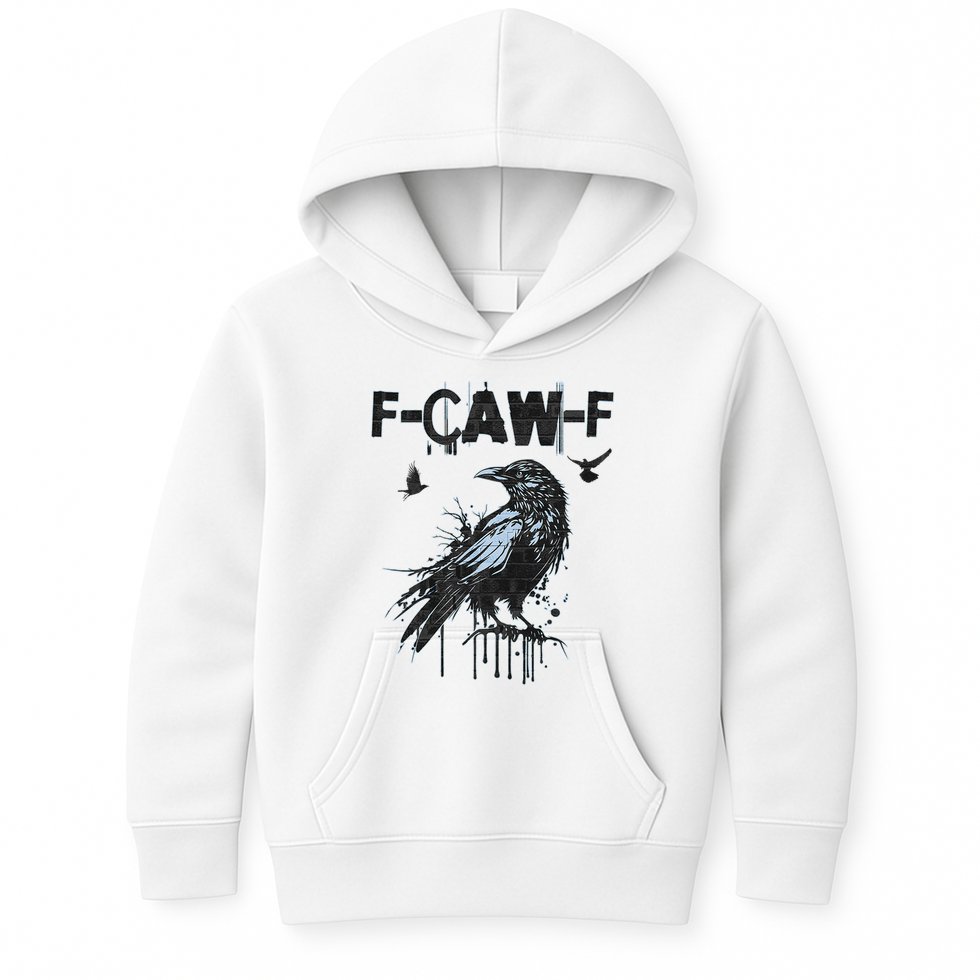  Funny F-CAW-F Crow Grunge Adult Humor Graphic  Kids Hoodie