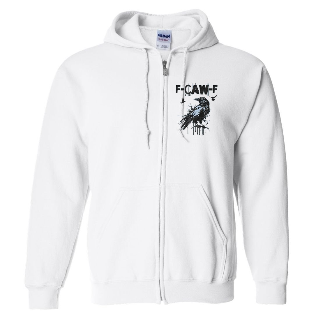  Funny F-CAW-F Crow Grunge Adult Humor Graphic  Full Zip Hoodie