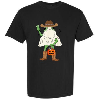 Funny Frog Cowboy Pumpkin Halloween Western Spooky Season Garment-Dyed Heavyweight T-Shirt