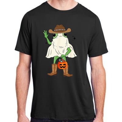 Funny Frog Cowboy Pumpkin Halloween Western Spooky Season Adult ChromaSoft Performance T-Shirt