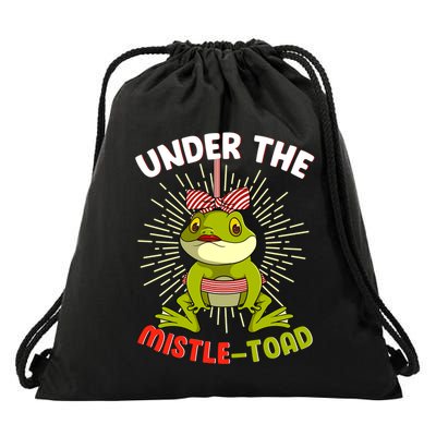 Funny Frog Christmas Under The Mistle Toad Xmas Frogs Froggy Gift Drawstring Bag
