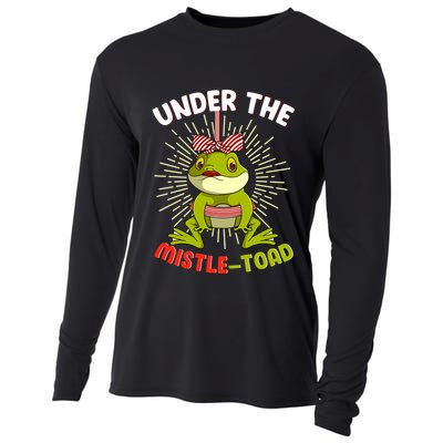Funny Frog Christmas Under The Mistle Toad Xmas Frogs Froggy Gift Cooling Performance Long Sleeve Crew