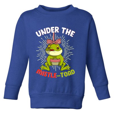 Funny Frog Christmas Under The Mistle Toad Xmas Frogs Froggy Gift Toddler Sweatshirt