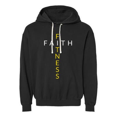 Faith Fitness Cross Christian Workout Modern Gym Garment-Dyed Fleece Hoodie