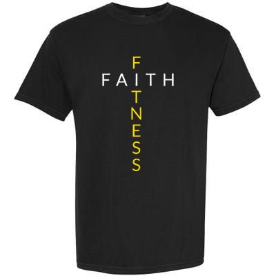 Faith Fitness Cross Christian Workout Modern Gym Garment-Dyed Heavyweight T-Shirt