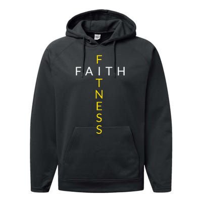 Faith Fitness Cross Christian Workout Modern Gym Performance Fleece Hoodie