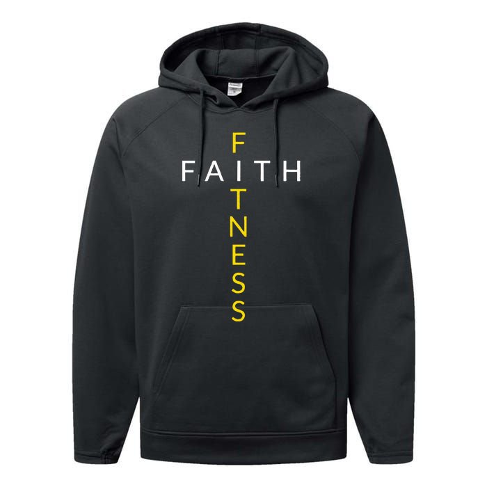 Faith Fitness Cross Christian Workout Modern Gym Performance Fleece Hoodie