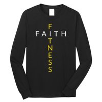 Faith Fitness Cross Christian Workout Modern Gym Long Sleeve Shirt