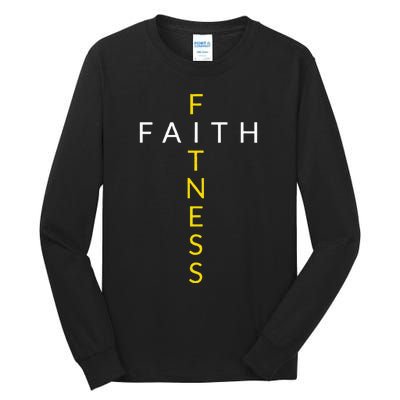 Faith Fitness Cross Christian Workout Modern Gym Tall Long Sleeve T-Shirt