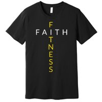 Faith Fitness Cross Christian Workout Modern Gym Premium T-Shirt