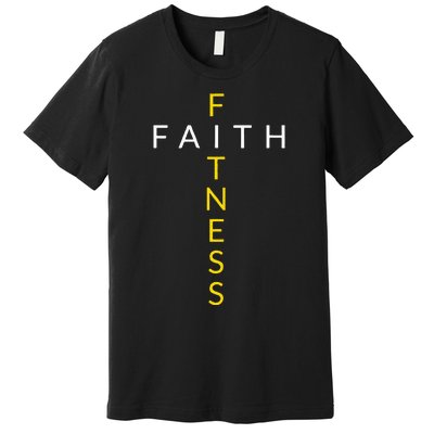 Faith Fitness Cross Christian Workout Modern Gym Premium T-Shirt