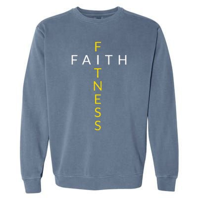 Faith Fitness Cross Christian Workout Modern Gym Garment-Dyed Sweatshirt