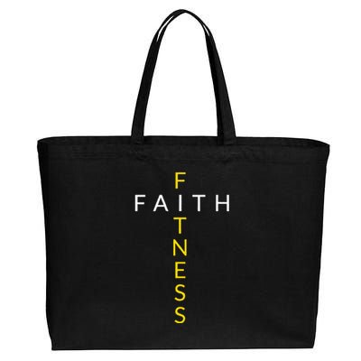 Faith Fitness Cross Christian Workout Modern Gym Cotton Canvas Jumbo Tote