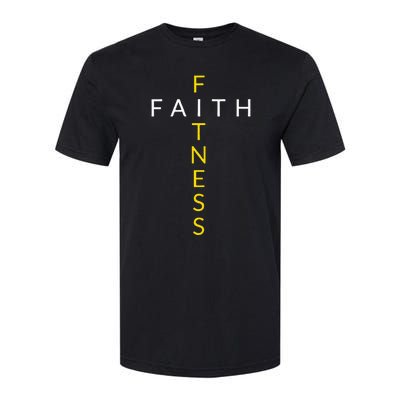 Faith Fitness Cross Christian Workout Modern Gym Softstyle CVC T-Shirt