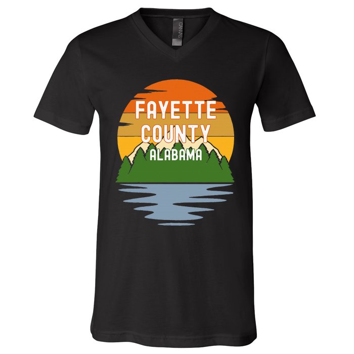 From Fayette County Alabama Vintage Sunset V-Neck T-Shirt