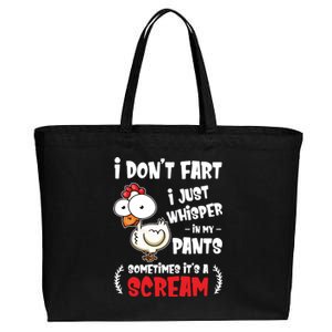 Funny Farting Chicken Lover I Dont Fart I Whisper In My Gift Cotton Canvas Jumbo Tote