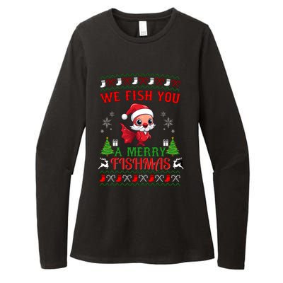 Fishing Funny Christmas Lights I Wish A Merry Fishmas Gift Womens CVC Long Sleeve Shirt