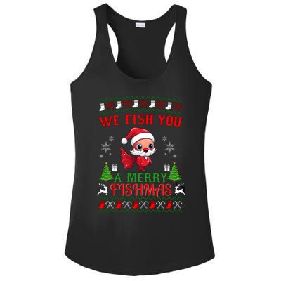 Fishing Funny Christmas Lights I Wish A Merry Fishmas Gift Ladies PosiCharge Competitor Racerback Tank