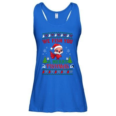 Fishing Funny Christmas Lights I Wish A Merry Fishmas Gift Ladies Essential Flowy Tank