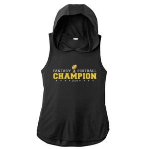 Fantasy Football Champion 2024 Shield Trophy Emblem Ladies PosiCharge Tri-Blend Wicking Draft Hoodie Tank