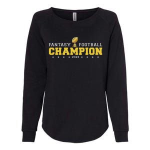 Fantasy Football Champion 2024 Shield Trophy Emblem Womens California Wash Sweatshirt