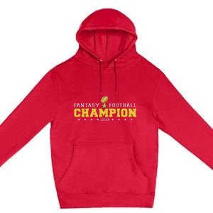 Fantasy Football Champion 2024 Shield Trophy Emblem Premium Pullover Hoodie