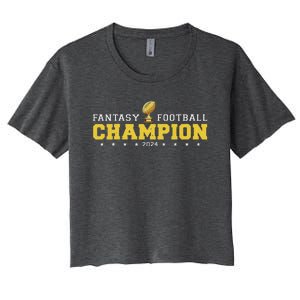 Fantasy Football Champion 2024 Shield Trophy Emblem Women's Crop Top Tee