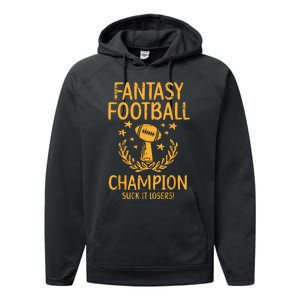 Fantasy Football Champion Funny FFL Draft Champ Performance Fleece Hoodie